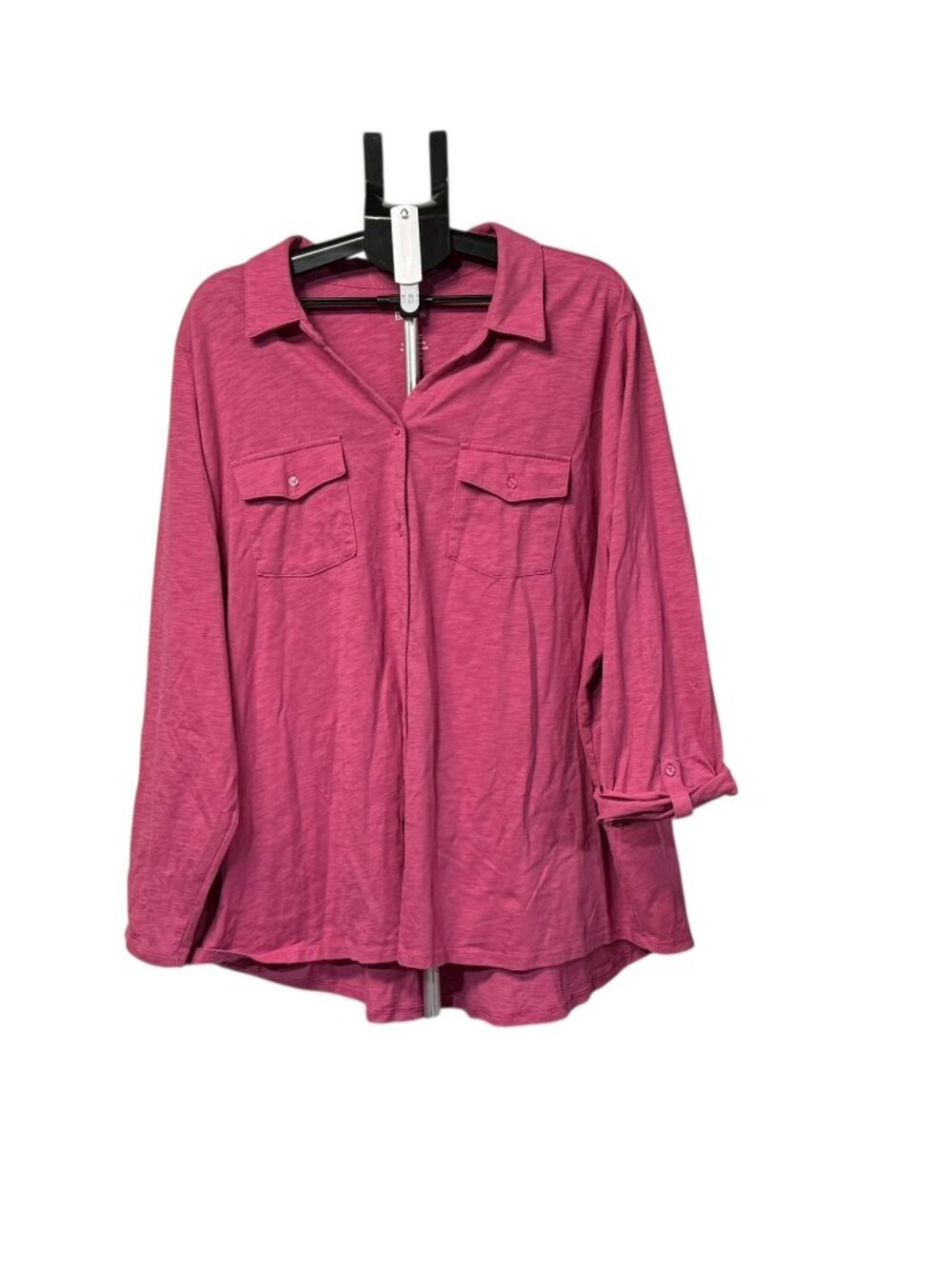 Women's Plus Size Croft & Barrow Roll-Tab Sleeve Top - 4X - Pink